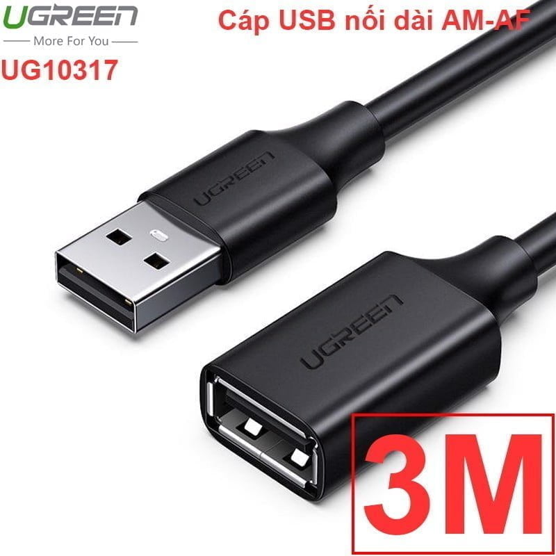 Cáp nối dài USB 2.0 AM-AF UGREEN 24K 0.5M 1M 2M 3M  5M
