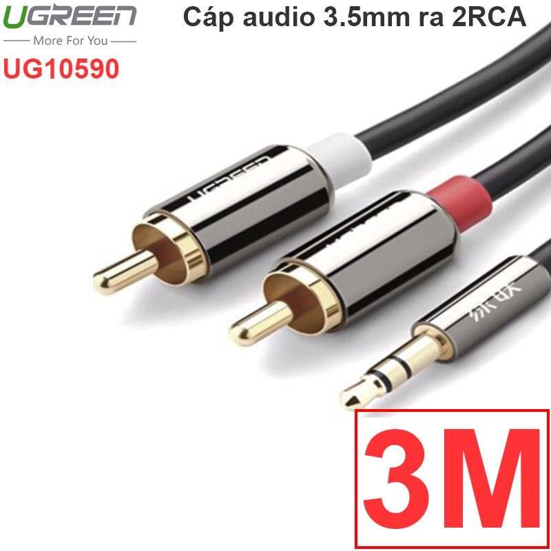 Cáp Audio 3.5mm to 2 RCA UGREEN mạ vàng 24k 1.5M 2M 3M 5M