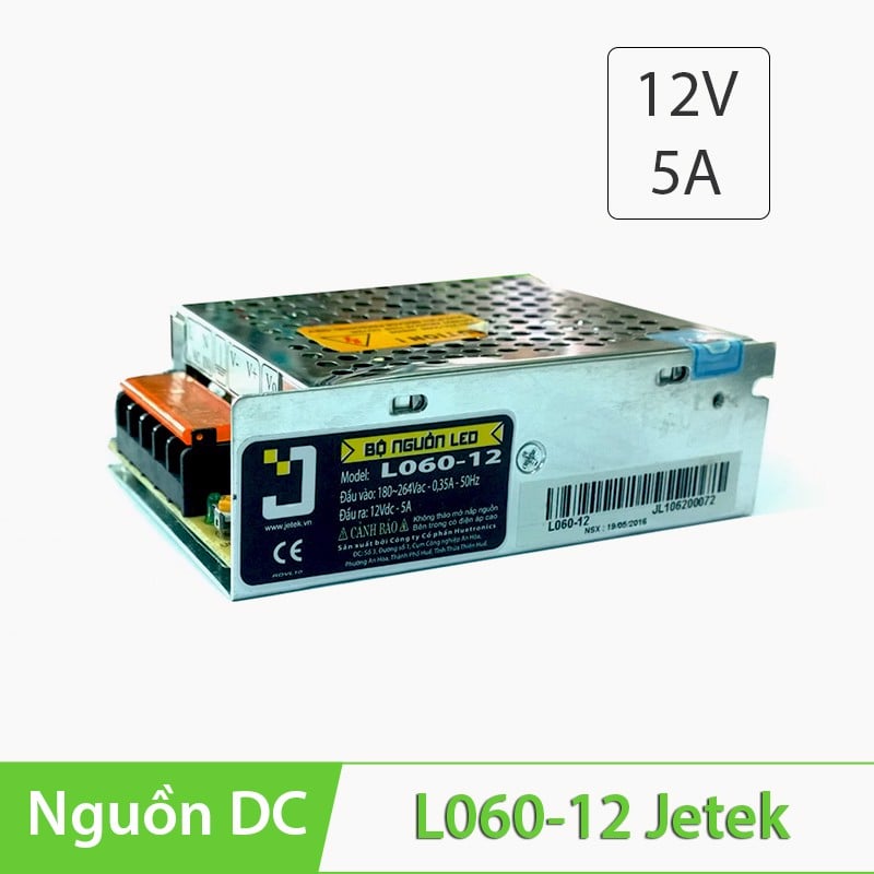 Bộ nguồn LED 12V - 5A JETEK chính hãng dùng cho camera, đèn LED...