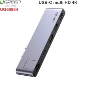 USB-C Macbook Pro ra HDMI 4K LAN 1Gbps USB HUB 2 port sạc PD100W Ugreen 50984