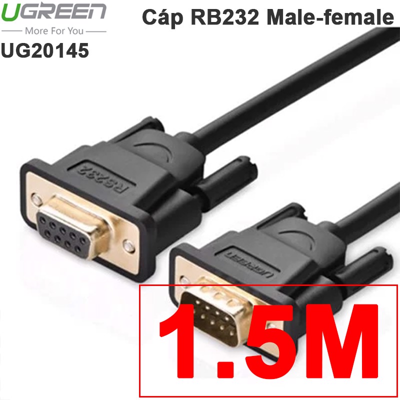 Cáp RS232 DB9 COM9 nối thẳng 1 đầu cái 1 đầu đực male - female UGREEN 1.5M 2M 3M 5M