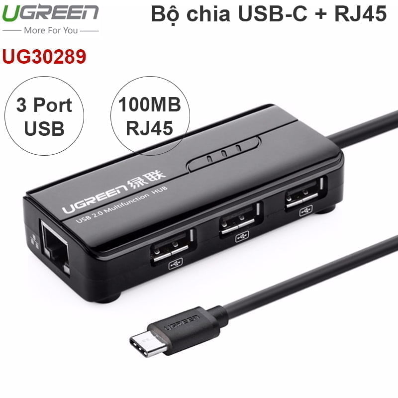 Bộ chia HUB USB 3.1 Type C 3 Port with Ethernet 10/100 Mbps Ugreen 30289