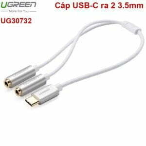 Cáp USB Type C ra 2 cổng Audio 3.5mm tai nghe 20cm Ugreen 30732