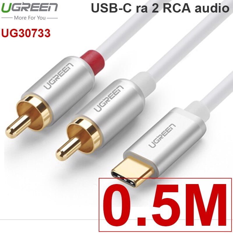 Cáp USB Type-C ra 2 RCA jack hoa sen cho loa và Ampli UGREEN 0.5M 1M 1.5M