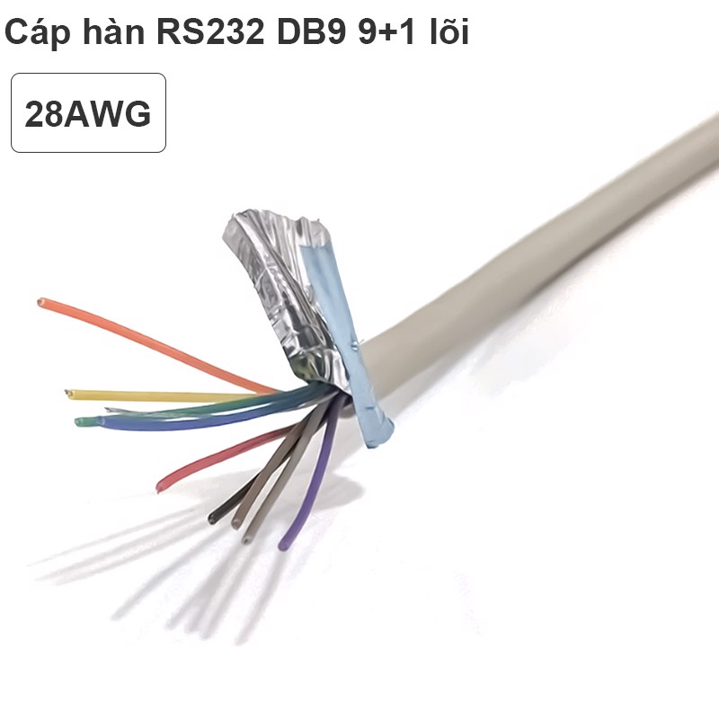 Cáp hàn dây tín hiệu điều khiển RS232 DB9 lõi đồng mạ thiếc 28AWG