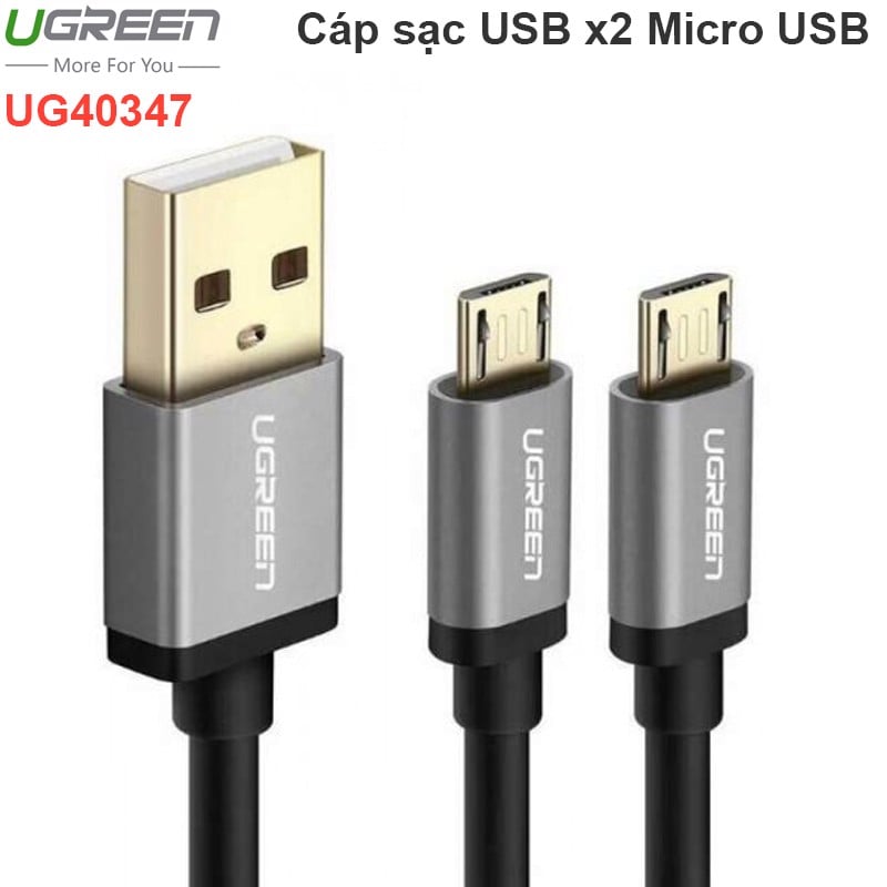 Cáp sạc và dữ liệu USB AM sang 2 Micro USB UGREEN 0.5m 40347