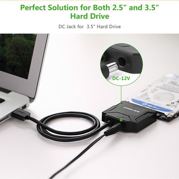 USB 3.0 sang SATA III 2.5 3.5 inches có cấp nguồn ngoài Ugreen 20231 - Phụ kiện điện tử Việt Nam