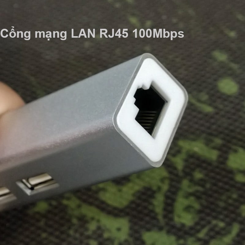 Bộ chia USB 2.0 3 cổng + LAN RJ45 100Mbps Veggieg U2-3U-S