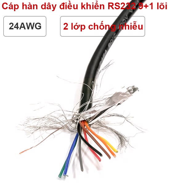 Cáp hàn dây tín hiệu điều khiển RS232 DB9 lõi đồng mạ thiếc 24AWG - Phụ kiện điện tử Việt Nam