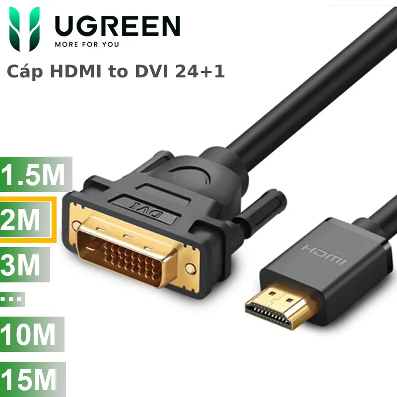 Cáp HDMI to DVI24+1 Ugreen full HD 1080P dài 2m