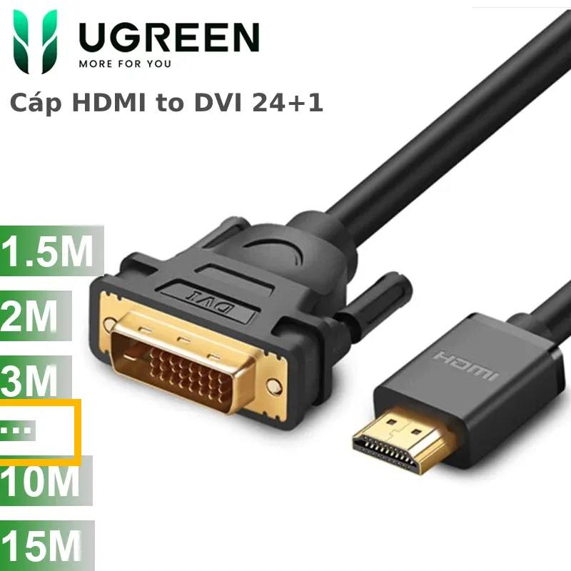 Cáp HDMI to DVI24+1 Ugreen full HD 1080P dài 5m