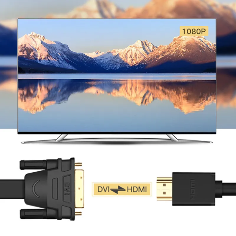 Cáp HDMI to DVI 24+1 mỏng dẹt Ugreen với độ phân giải full HD 1080P chiếu lên màn hình lớn