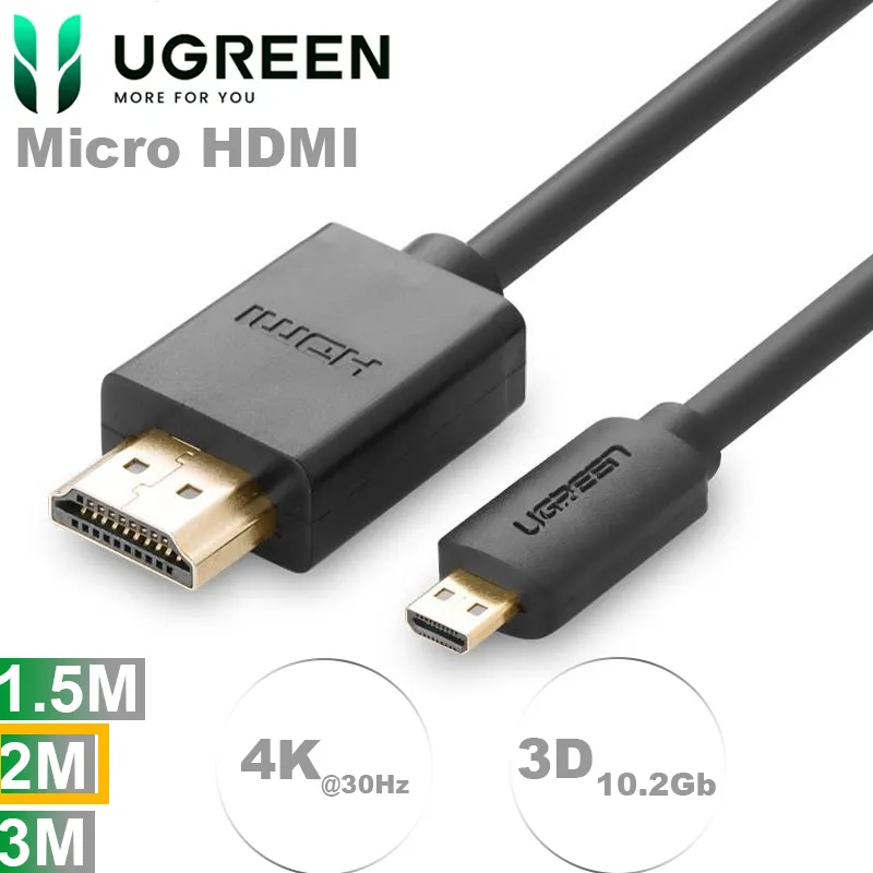 Cáp Micro HDMI to HDMI Ugreen v1.4 full HD 1080P 4k 2k dài 2m