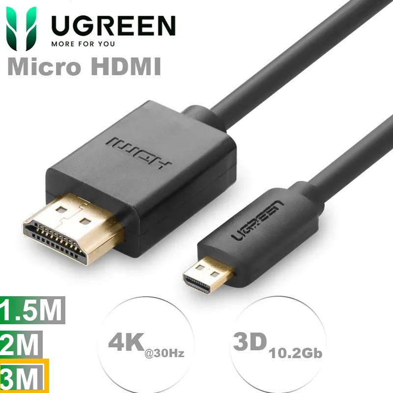 Cáp Micro HDMI to HDMI Ugreen v1.4 full HD 1080P 4k 2k dài 3m