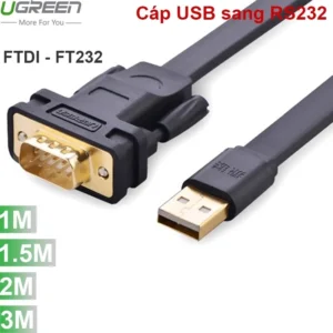 Cáp chuyển USB sang RS232 Ugreen với thiết kế mỏng dẹt, chip FTDI-FT232