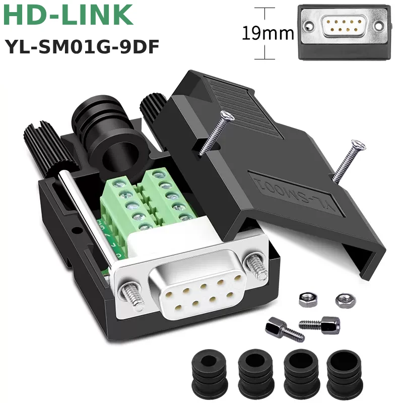 Đầu giắc không hàn COM DB9 cái female HD-Link YL-SM01G-9DF