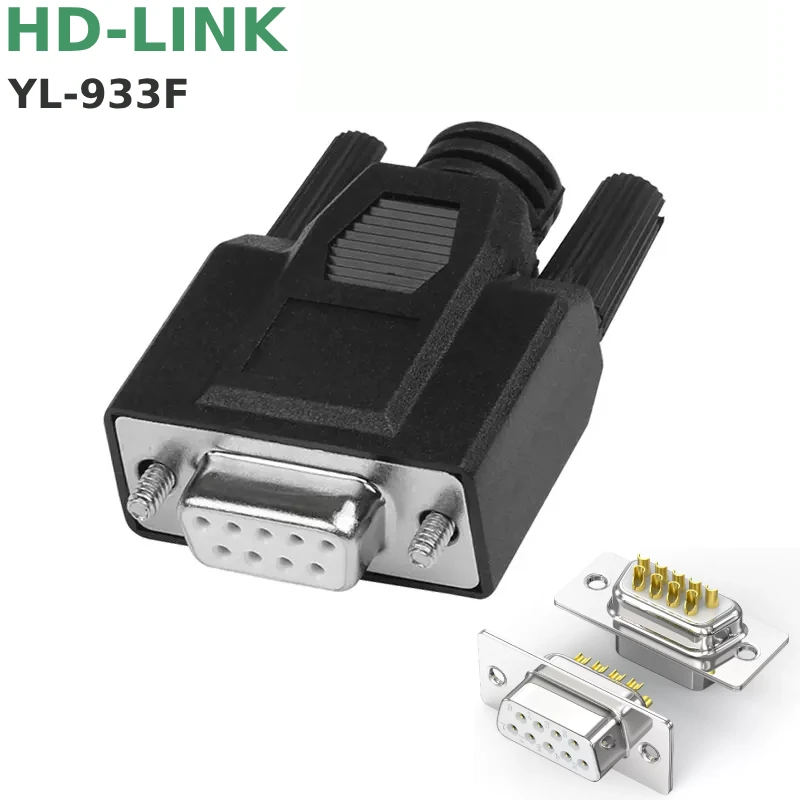 Đầu Hàn Cổng COM DB9 âm với vỏ nhựa PVC, nhân đồng chất lượng cao HD-Link YL-933F