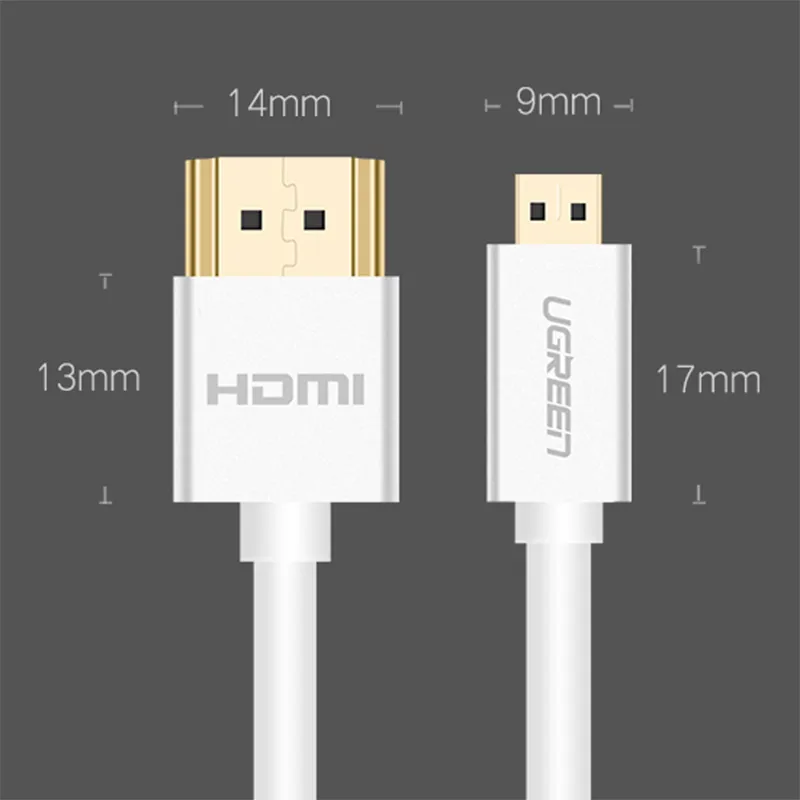 Kích thước đầu cáp Micro HDMI to HDMI Ugreen v1.4
