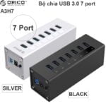 Bộ Chia Usb 3.0 7 Cổng Nguồn Ngoài 12V Vỏ Nhôm Orico A3H7