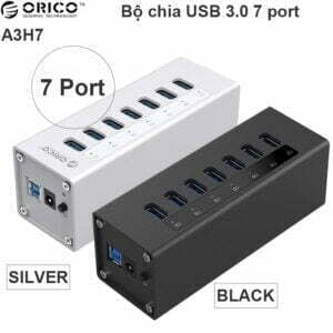 Bộ chia USB 3.0 7 cổng nguồn ngoài 12V vỏ nhôm orico A3H7