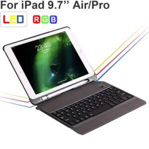Bàn phím bao da Bluetooth cho iPad Air Air 2 Pro 9.7 New iPad 2018 có LED BOW T201D