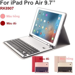 Bao da bàn phím bluetooth cho iPad Pro 9.7 inches iPad Air 1 Air 2 RK8907 màu hồng