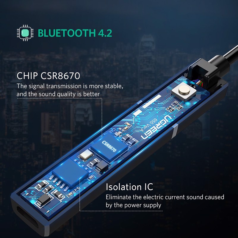 Bộ phát bluetooth từ Smart TV Laptop/PC Gaming ra Tai nghe Loa - Bluetooth transmitter V4.2 Ugreen 40761