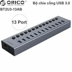 Bộ chia USB 3.0 13 cổng nguồn ngoài 12V vỏ nhôm Orico BT2U3-13AB