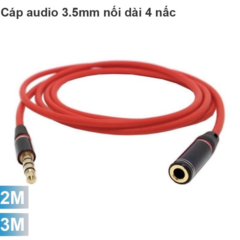 Cáp audio 3.5mm nối dài 4 nấc 2 mét 3 mét kéo dài dây tai nghe có cả microphone