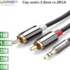 Cáp Audio 3.5mm to 2 RCA UGREEN mạ vàng 24k 1.5M 2M 3M 5M