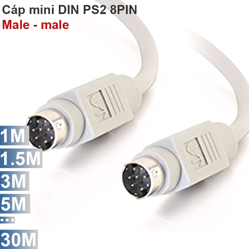 Cáp MD8 Mini DIN 8PIN 2 đầu đực male 1M 1.5M 2M 3M 5M...30M