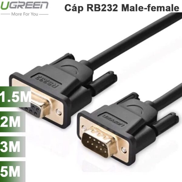 Cáp RS232 DB9 COM9 nối thẳng 1 đầu cái 1 đầu đực male - female UGREEN 1.5M 2M 3M 5M