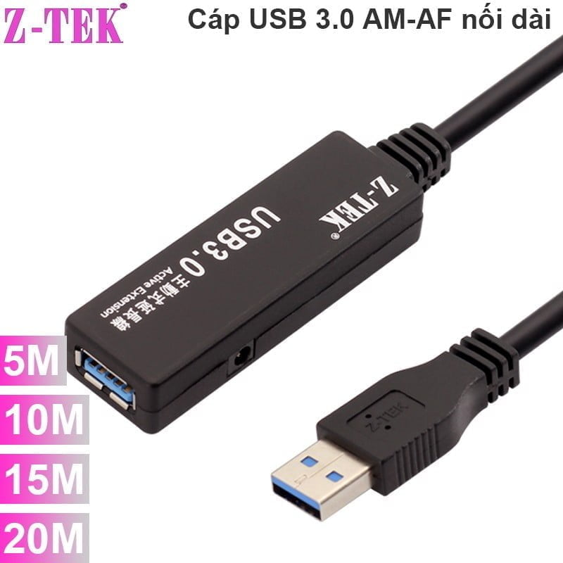 Cáp nối dài USB 3.0 AM-AF có IC khuếch đại 5M 10M 15M 20M Z-TEK