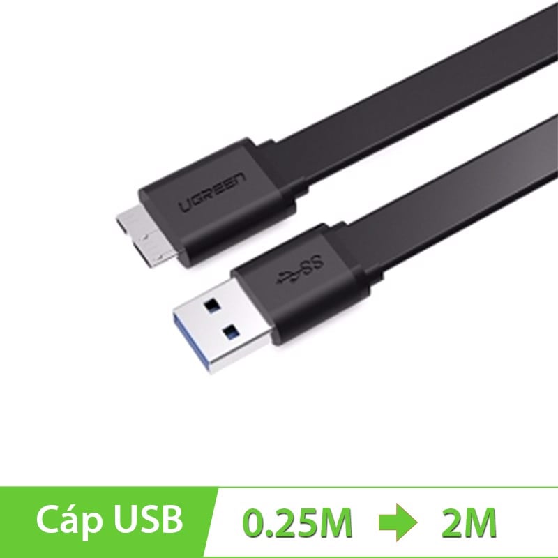 Cáp USB 3.0 to MicroB UGREEN 0.25M-2M, Cáp USB phụ kiện điện tử