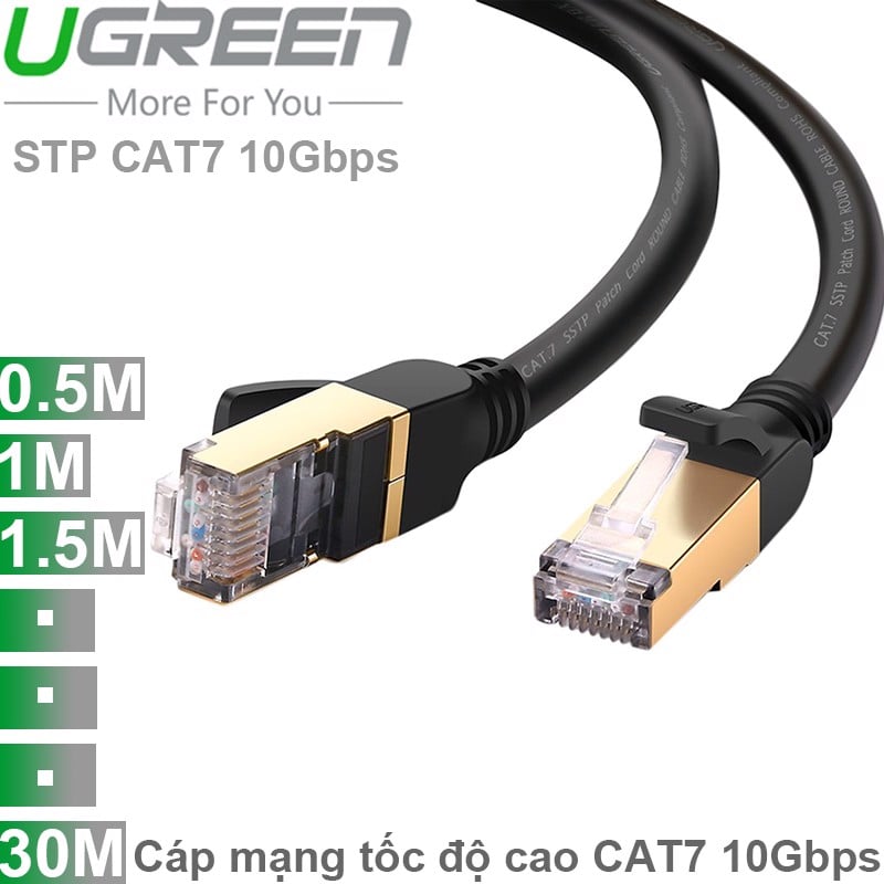 Cáp mạng STP CAT7 10Gbps UGREEN 0.5M 1M 1.5M 2M 3M 5M 8M 10M 15M 20M 25M 30M
