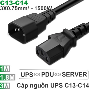 Cáp nguồn C13 C14 Cáp nguồn UPS - DPU Server 3x0.75mm 10A-250V 1 mét 1.8 mét 3 mét - Phụ Kiện Điện Tử Việt Nam