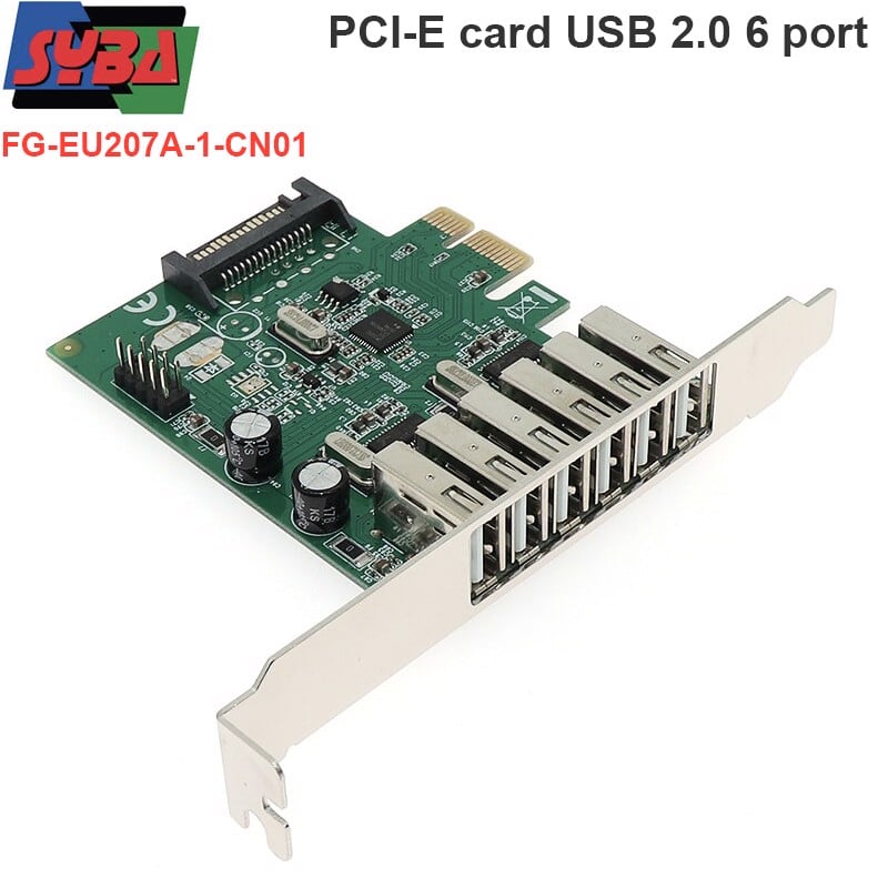 Card chuyển đổi PCI-E 1X to 6 USB 2.0 Syba chính hãng
