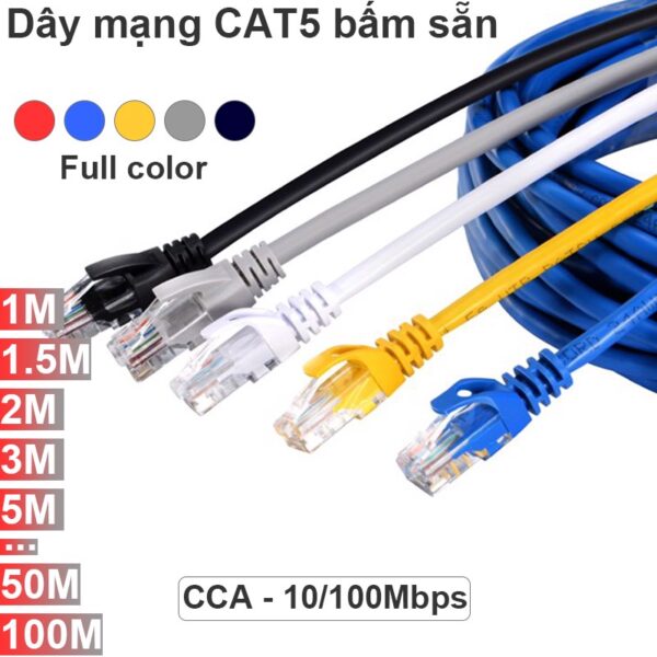 Cáp mạng đúc sẵn UTP CAT5E 1.5M 2M 3M 5M 10M .v.v. 100 mét