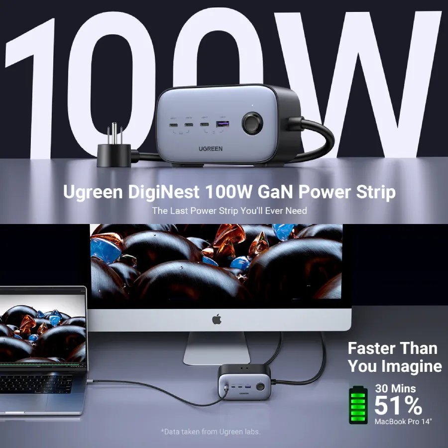 Bộ sạc nhanh 100W Ugreen 40896 GaN 2 DigiNest Pro USB C