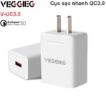 Cục Sạc Điện Thoại Smartphone Máy Tính Bảng 5V-3A Qc3.0 Veggieg V-Uc3.0