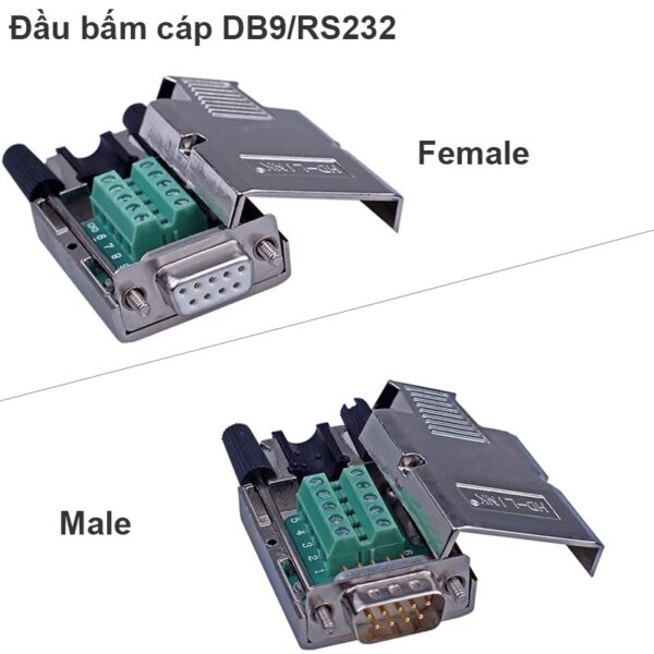 Đầu bấm DB9 đồng + Vỏ ốp kim loại HD-LINK