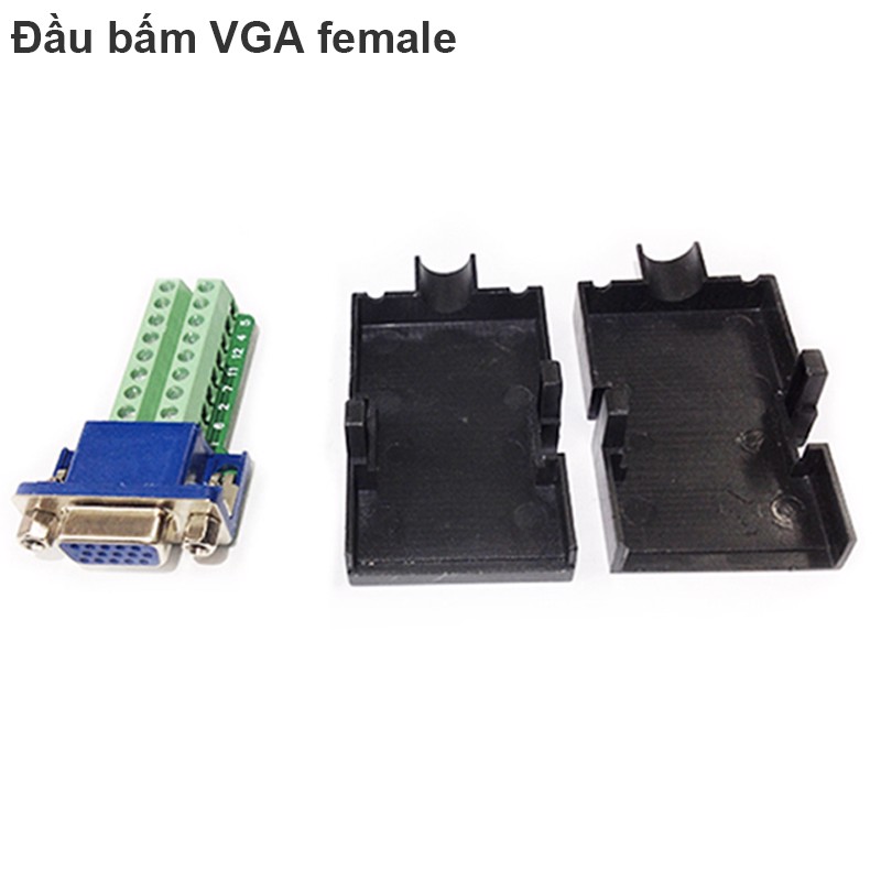 Đầu bấm cáp VGA 3+9 Female - Male, Đầu bấm cáp phụ kiện điện tử Hà Nội