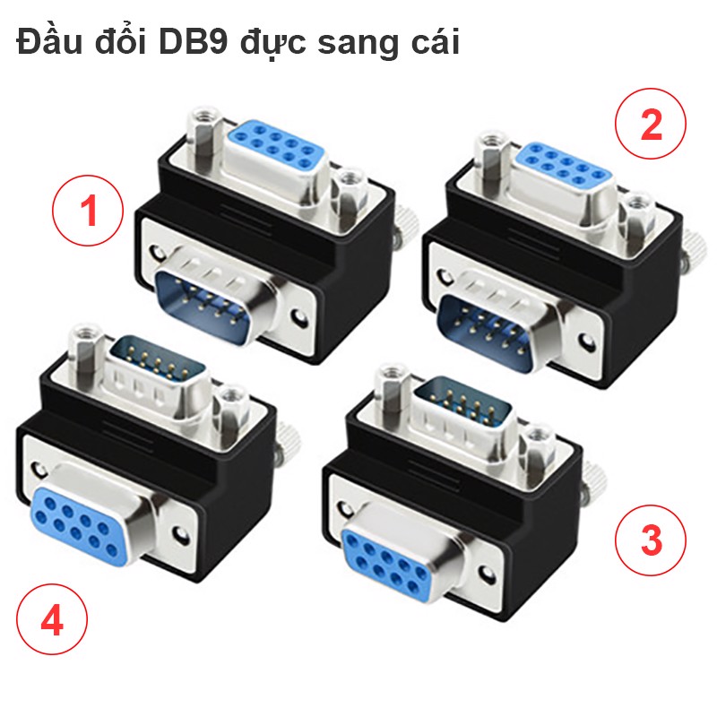 Đầu đổi DB9 RS232 đực sang cái bẻ góc