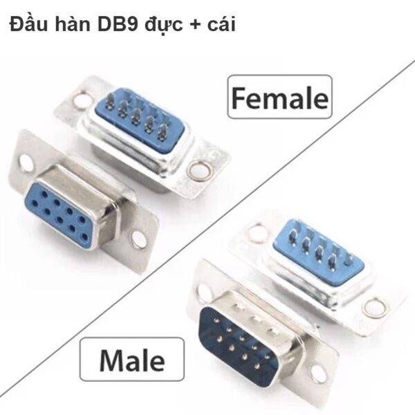 Đầu hàn dây DB9 Male/Female (chưa bao gồm vỏ ốp - Tùy chọn cho khách hàng dùng vỏ ốp dẻo/vỏ ốp nhựa)