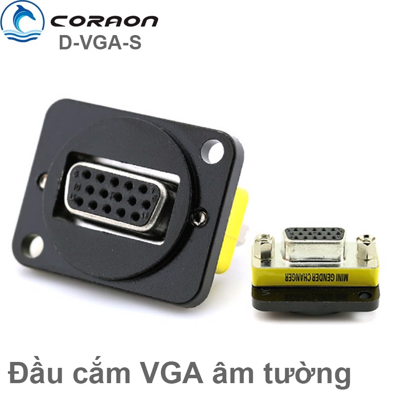 Đầu cắm VGA Female gắn trên bảng điều khiển hoặc âm tường âm sàn Coraon D-VGA-S