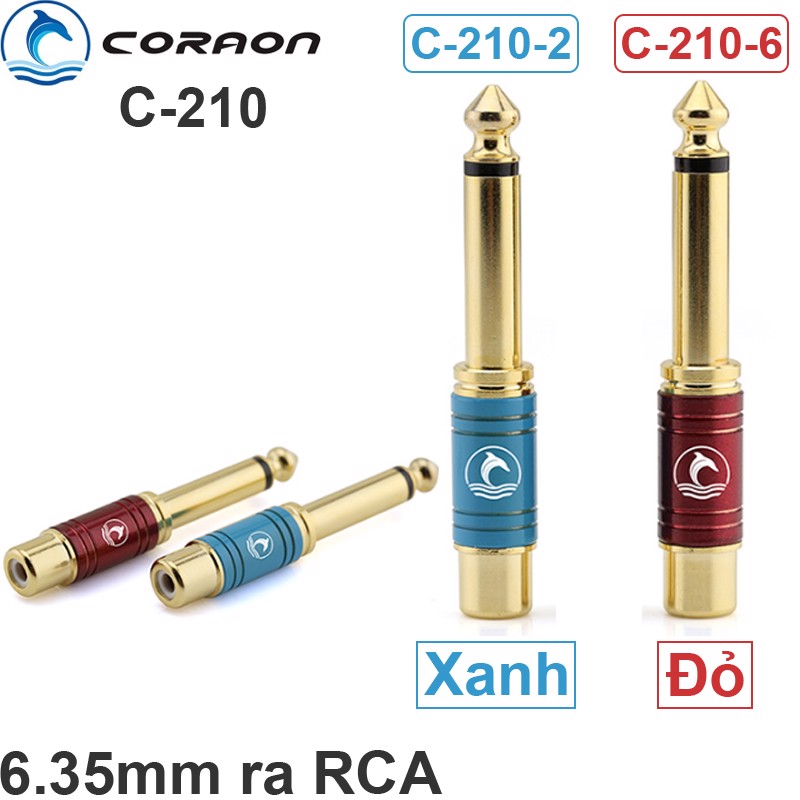 Đầu chuyển đổi audio 6.35mm đực sang AV RCA cái CORAON C-210