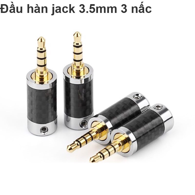 Đầu hàn giắc cắm 3.5mm 3 nấc - Đầu hàn jack cắm 3.5mm 4 nấc đường kính 6mm vỏ hợp kim carbon