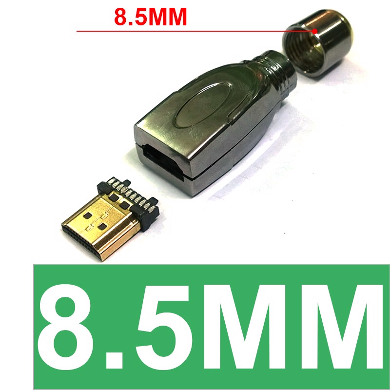 Đầu hàn HDMI 1.4/2.0+ vỏ ốp kim loại 8mm và 10mm