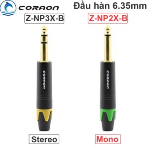 Đầu hàn jack cắm 6.35mm Stereo và 6.35mm Mono Coraon Z-NP3X-B Z-NP2X-B