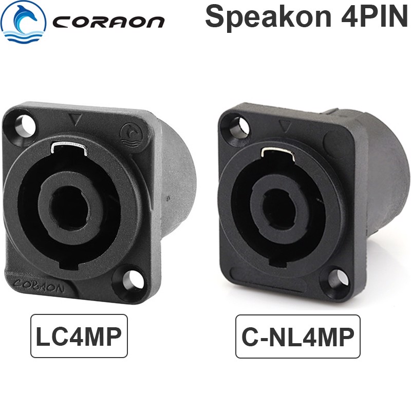 Đầu hàn cổng cắm loa 4 lõi Speakon female gắn trên bảng điều khiển lắp âm tường âm sàn Coraon C-NL4MP LC4MP